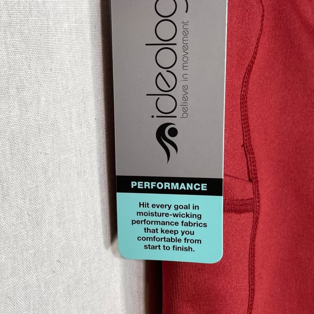 Ideology Womens High Rise Side Pockets 10" Biker shorts red Xs - Picture 5 of 8